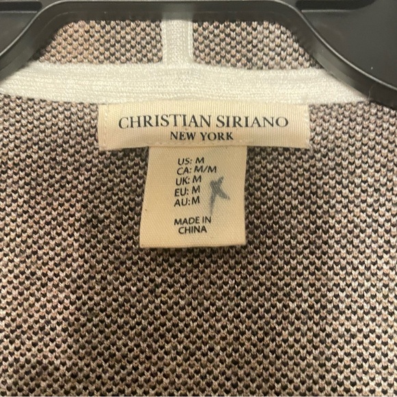 Christian Siriano Open Front Cream Black Tan Plaid Hood Sweater Coat Pocket Med - Picture 6 of 10